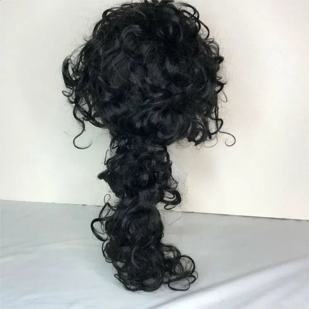 Wig Halloween Black Curly Ponytail Gaston Costume Dress Up Villain Beauty Beast